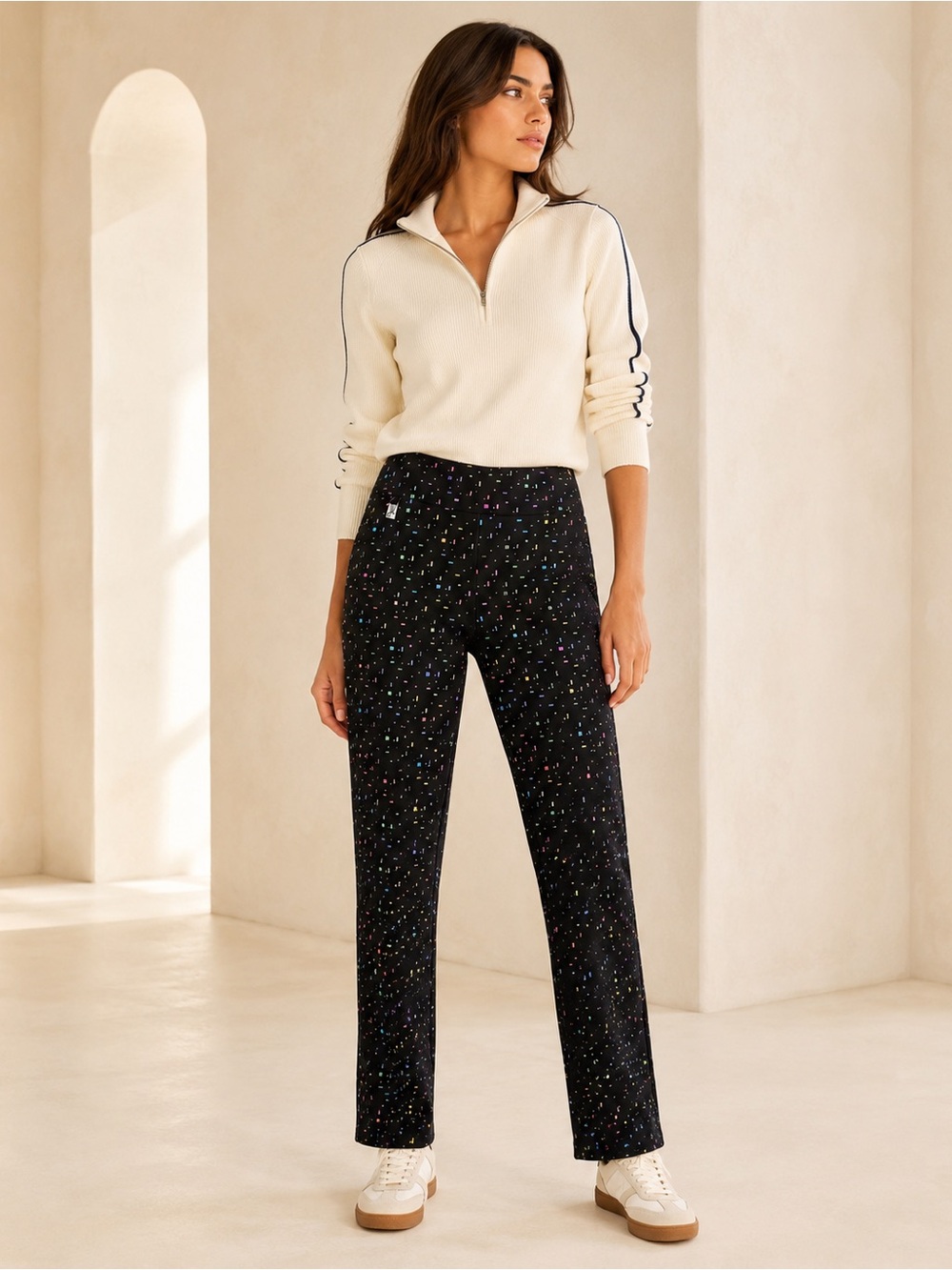Joseph Ribkoff Statement Metallic Confetti Straight Leg Pants Sz 12